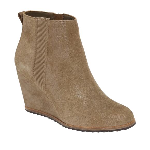 Paolo Winslet Wedge Metallic Taupe Bootie 8M - Picture 1 of 12